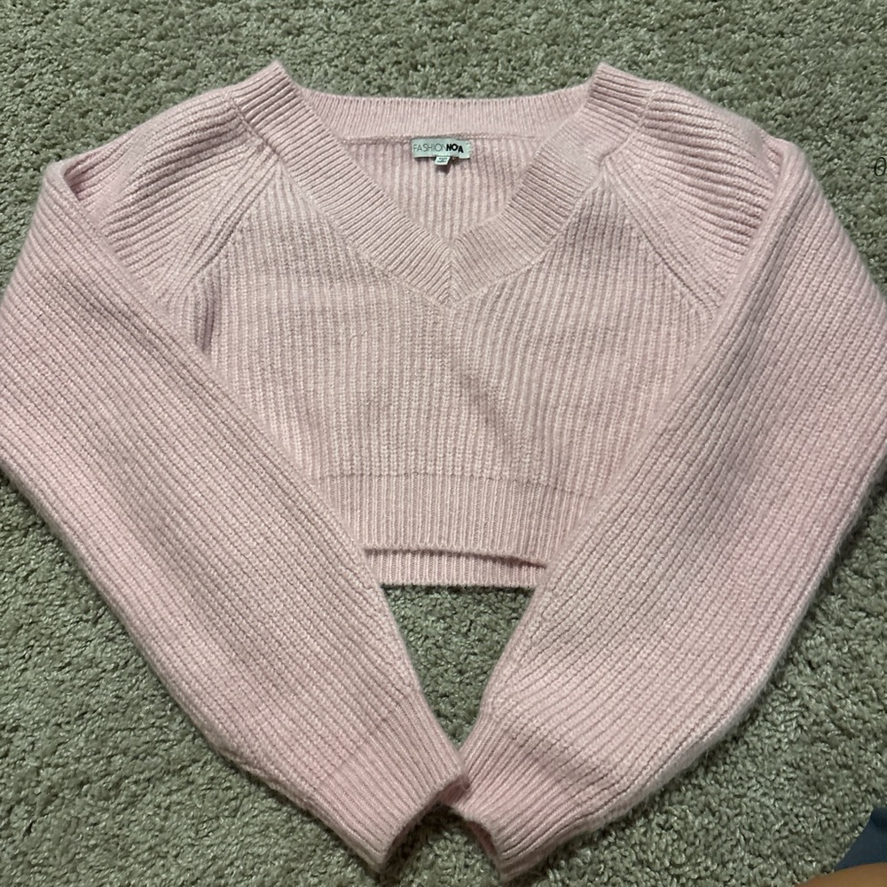 Fashion Nova Light Pink V-Neck Sweater